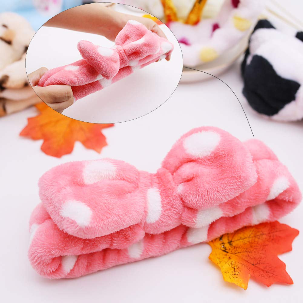 8Pack Spa Headband for Women, Makeup Headband for Washing Face, Skincare Fuzzy Hair Bands for Teen Girls Kids, Coral Fleece