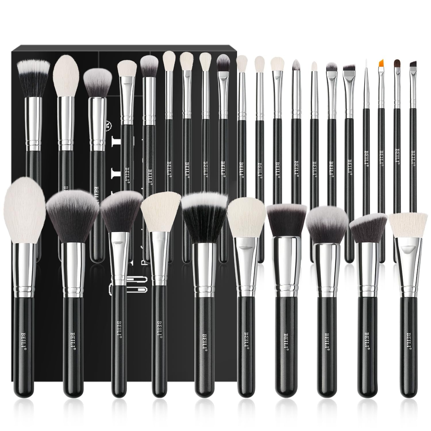 Makeup Brushes 30Pcs Professional Makeup Brush Set Premium Synthetic Kabuki Foundation Blending Brush Face Powder Blush Concealers Eye Shadows Make up Brush Set (Black)