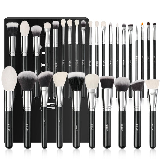Makeup Brushes 30Pcs Professional Makeup Brush Set Premium Synthetic Kabuki Foundation Blending Brush Face Powder Blush Concealers Eye Shadows Make up Brush Set (Black)